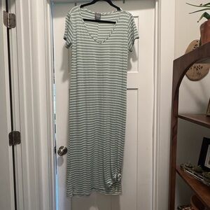 Striped Green Tee Shirt Maxi Dress